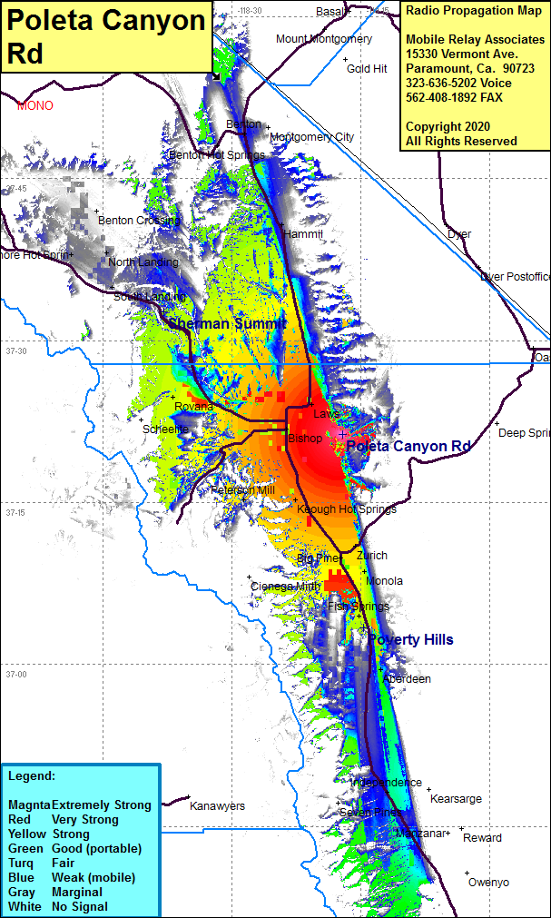 heat map radio coverage Poleta Canyon Rd